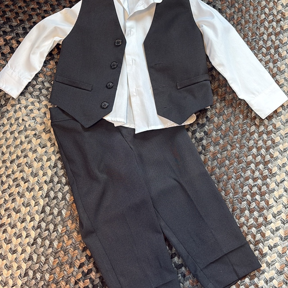 Classic Black Dress Vest & Pants Set with White Shirt